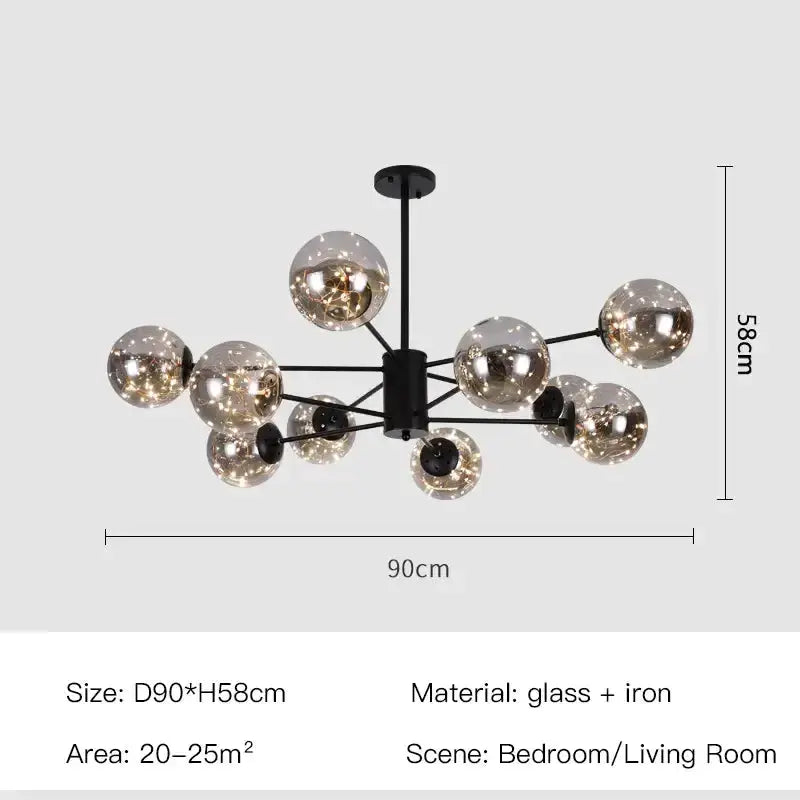Chandelier: modern black glass globe bulbs on an iron frame Decorbites on Tampa Home & Garden Store