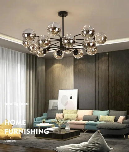 Chandelier modern black glass ball design by Decorbites with multi-sphere arrangement on Tampa Home & Garden Store