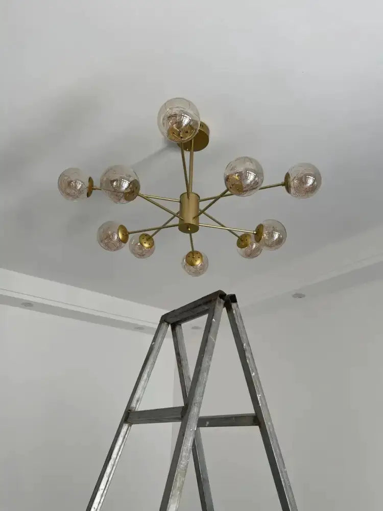 Chandelier modern brass sputnik with glass globe bulbs for living room Decorbites style on Tampa Home & Garden Store