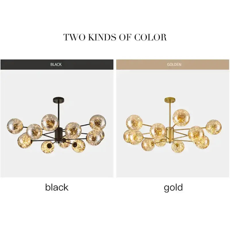Chandelier Decorbites modern black glass ball with remote control, black and gold options on Tampa Home & Garden Store