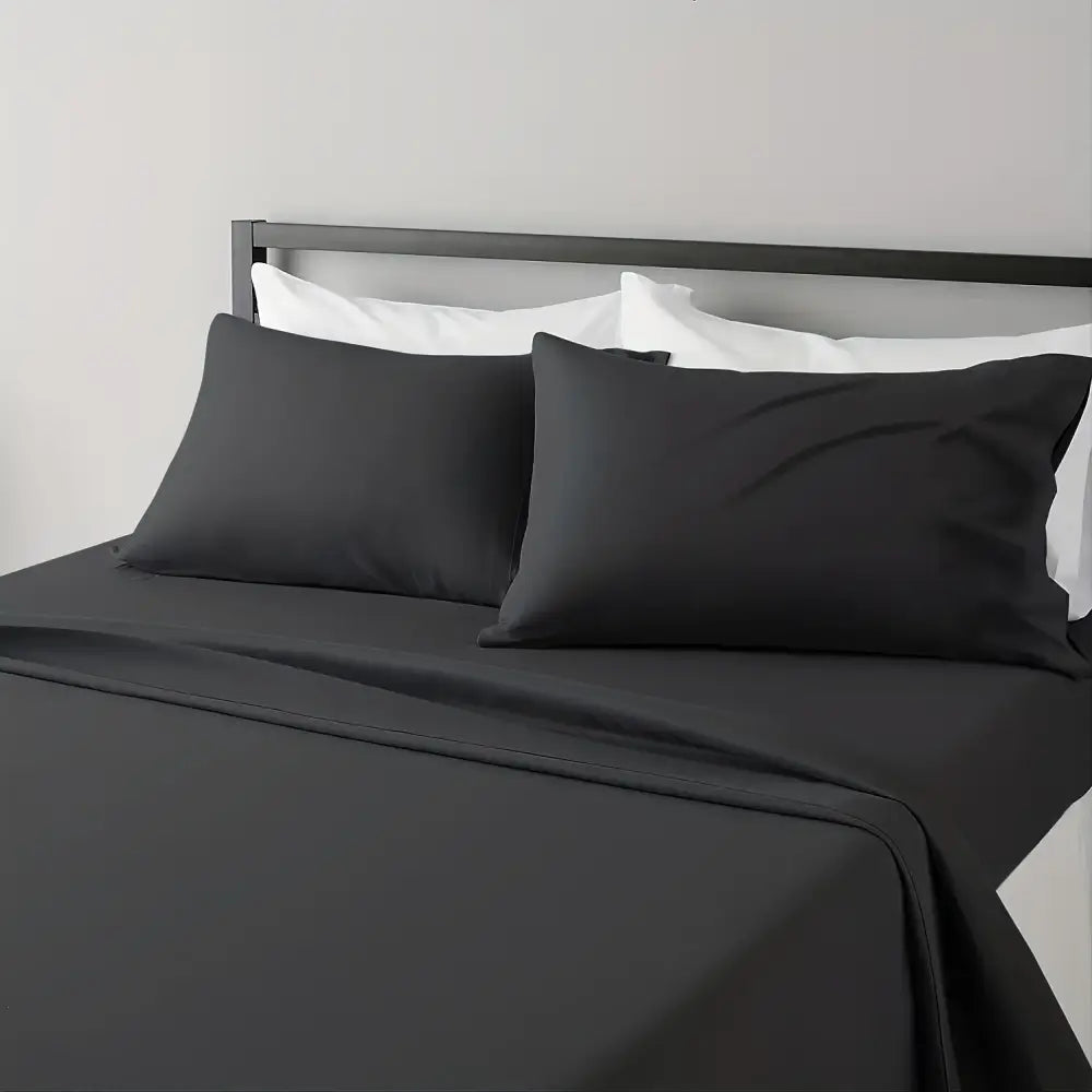Gray Satin Cooling Bed Sheet Set and Pillowcases