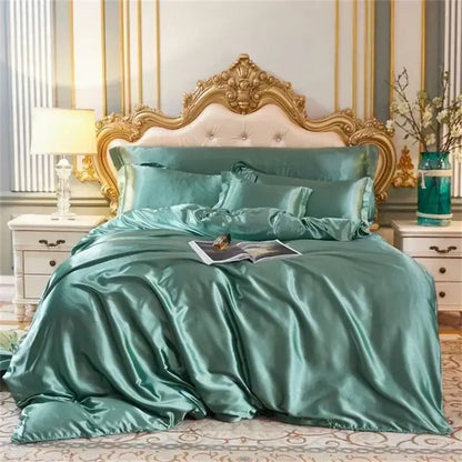 Luxury Silver Mulberry Silk Bedding Set and Queen