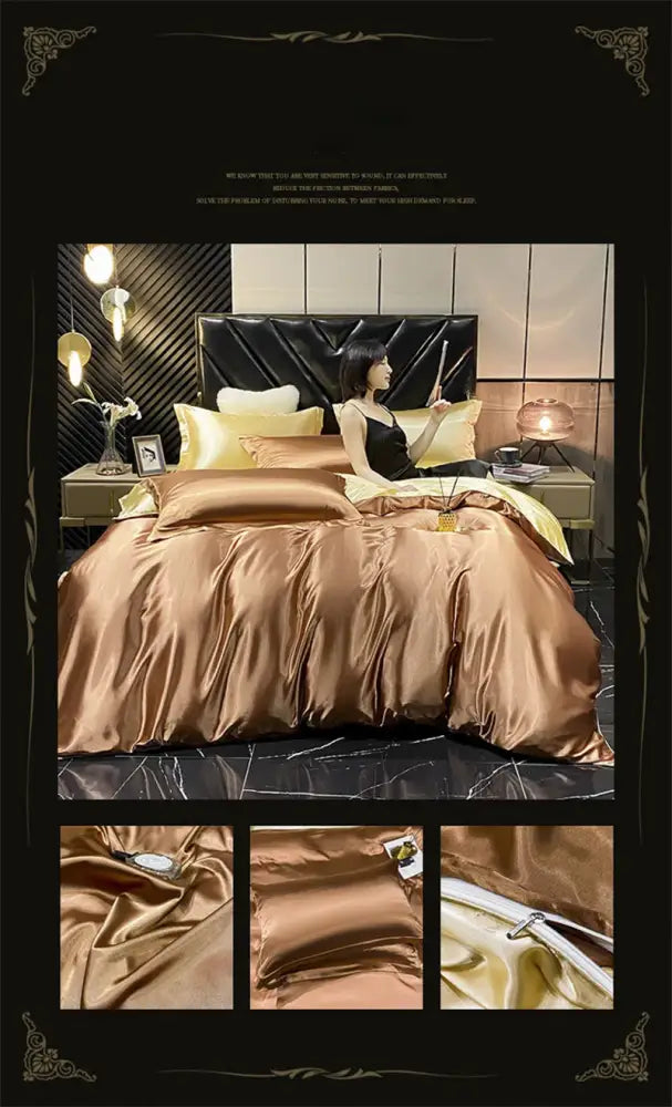 Luxury Silver Mulberry Silk Bedding Set and Queen