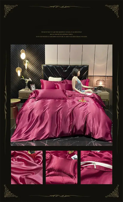 Luxury Silver Mulberry Silk Bedding Set and Queen