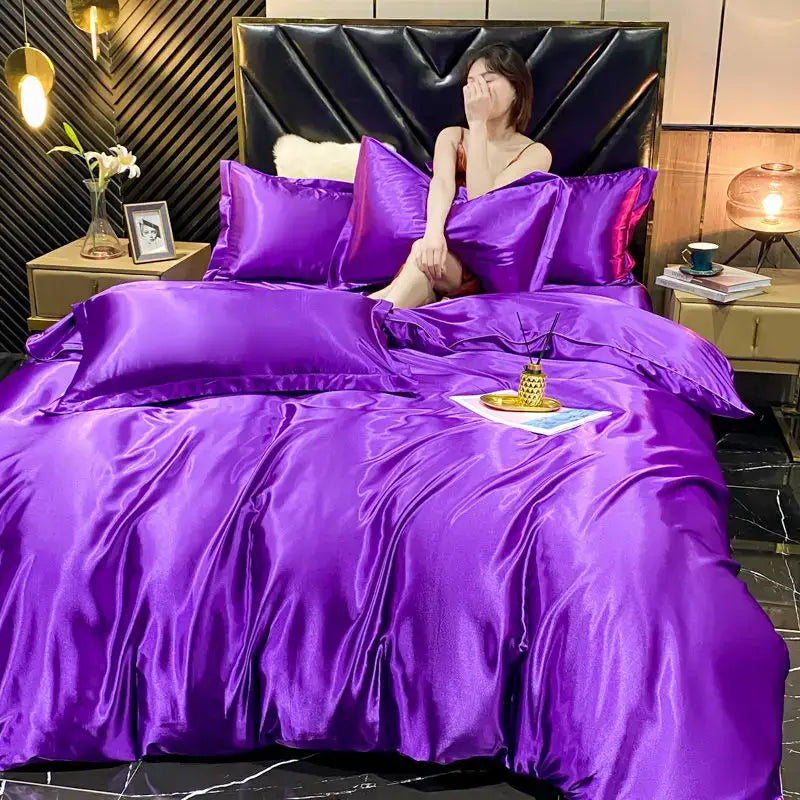 Luxury Violet Rayon Silk Bedding Set and Sheets