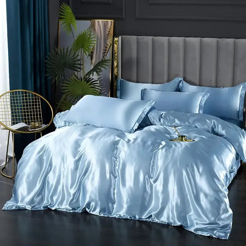 Luxury Black And Satin Silk Bedding Set For Home