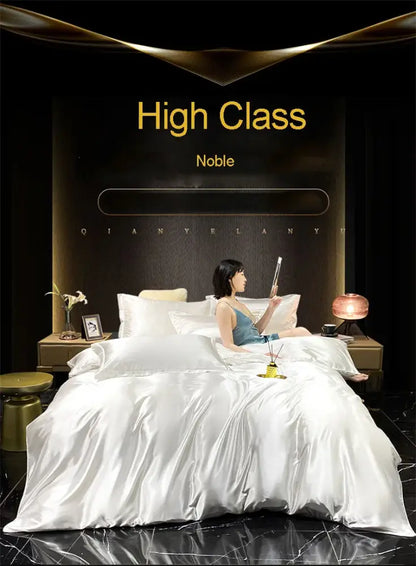 Green And Satin Fitted Luxury Bedding Set