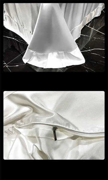 Green And Satin Fitted Luxury Bedding Set
