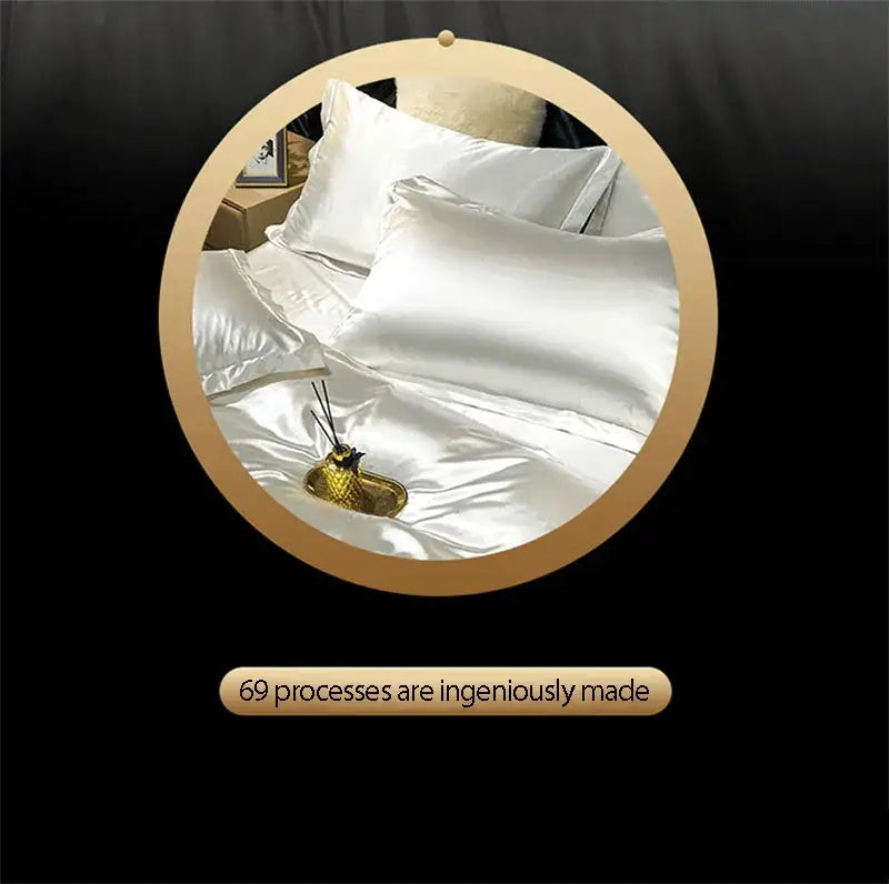 Silver Satin Silk Bedding Set and Pillowcase