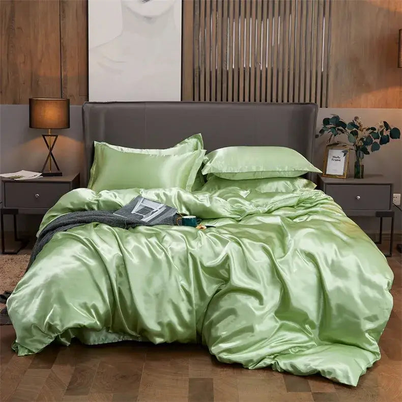 Modern Peach and Gray Satin Duvet Cover Set