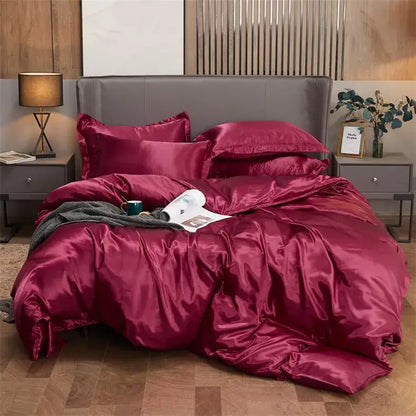 Modern Peach and Gray Satin Duvet Cover Set