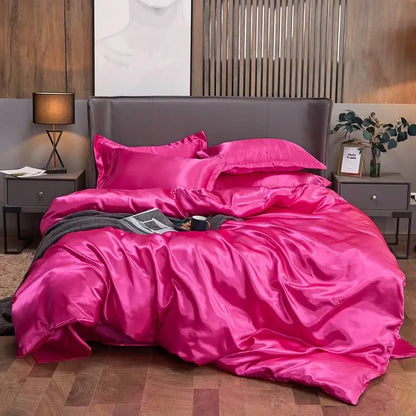 Chic Modern Purple and Rayon Satin Bedding Set