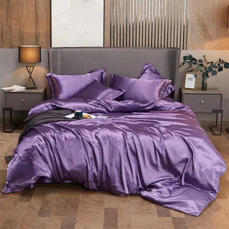 Soft Touch Burgundy Rayon Satin Bedding Set
