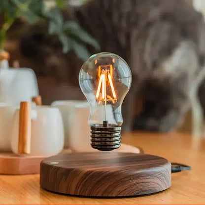Vintage Wood Magnetic Levitation Lamp for Bedroom