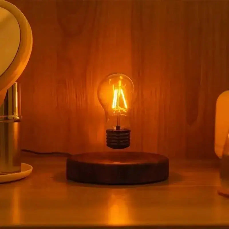 Vintage Wood Magnetic Levitation Lamp for Bedroom