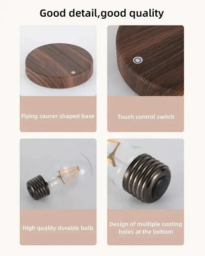 Vintage Wood Magnetic Levitation Lamp for Bedroom