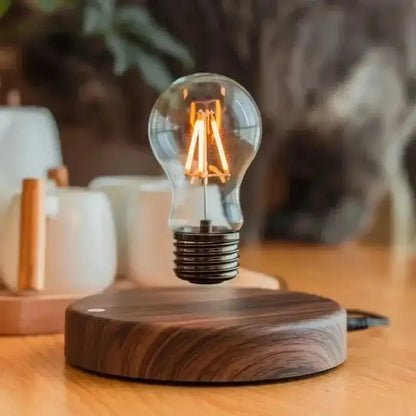 Vintage Wood Magnetic Levitation Lamp for Bedroom