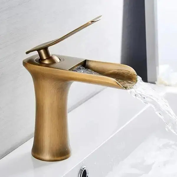 Modern Antique Brass Waterfall Faucet Gold Finish