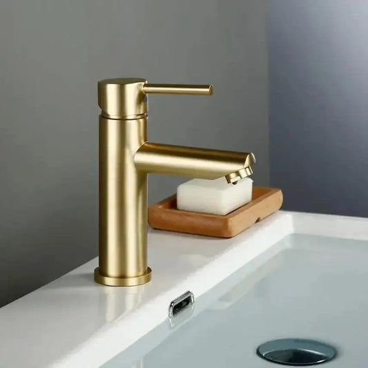Bathroom faucet Decorbites modern brushed gold single-handle deck-mounted faucet on Tampa Home & Garden Store