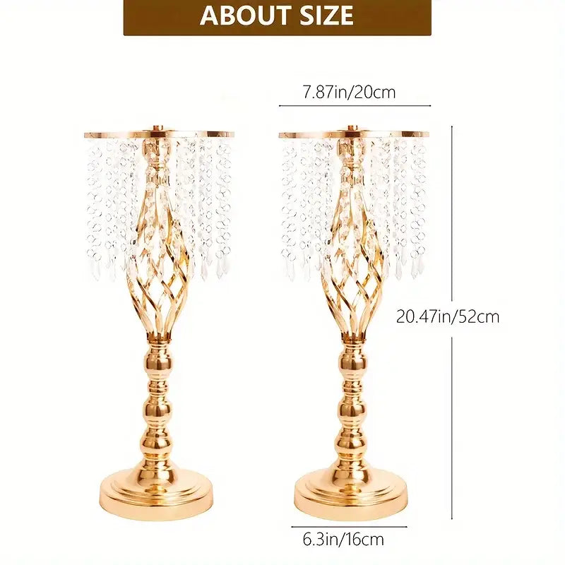 Gold Crystal Metal Vases set of 2 by Decorbites, crystal fringe accents on Tampa Home & Garden Store