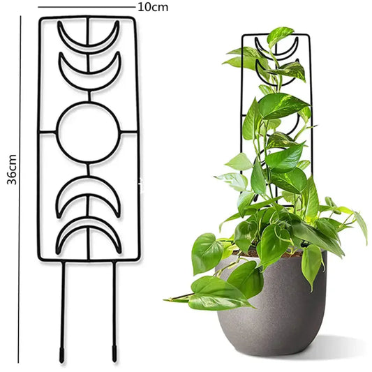 Ornate black wrought iron garden plant stand with crescent motif, 36cm tall, Decorbites on Tampa Home & Garden Store