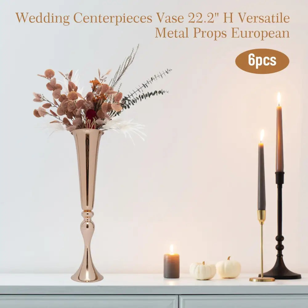 Gold metal vase stand with tall tapered vase and dried bouquet by Decorbites on Tampa Home & Garden Store