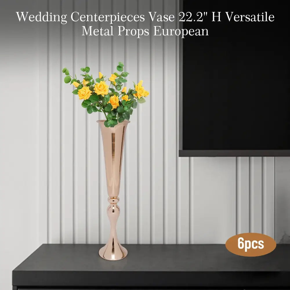 Gold metal vase stand by Decorbites with yellow blossoms, 6pcs vase set on Tampa Home & Garden Store