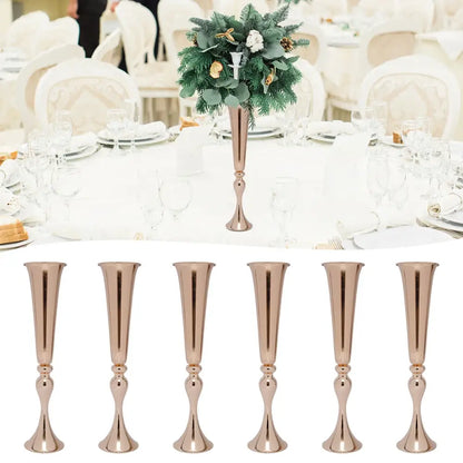 Gold metal vase stand by Decorbites, rose-gold tapered vases, 6-piece set for elegant table centerpieces on Tampa Home & Garden Store