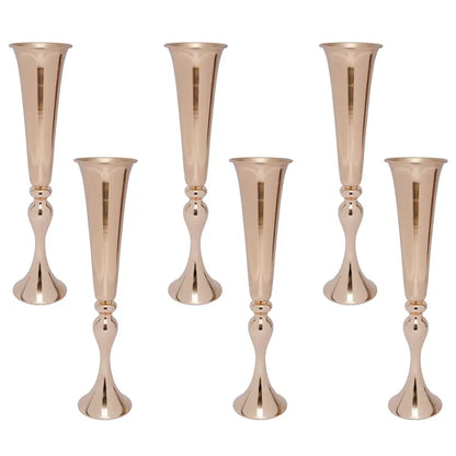 Gold metal vase stand set of 6 with flared tops and sculpted pedestal bases on Tampa Home & Garden Store