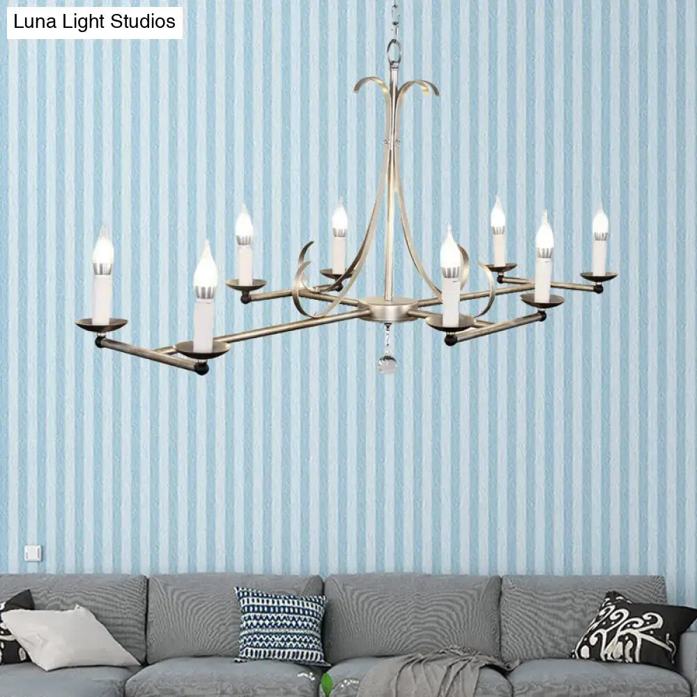Antique brass candle chandelier eight-light with candle-style bulbs and metal frame on Tampa Home & Garden Store