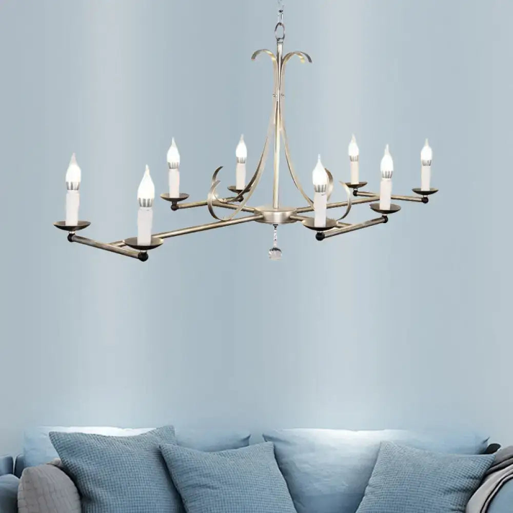 Antique brass candle chandelier by Decorbites, eight-arm with candle-style bulbs on Tampa Home & Garden Store
