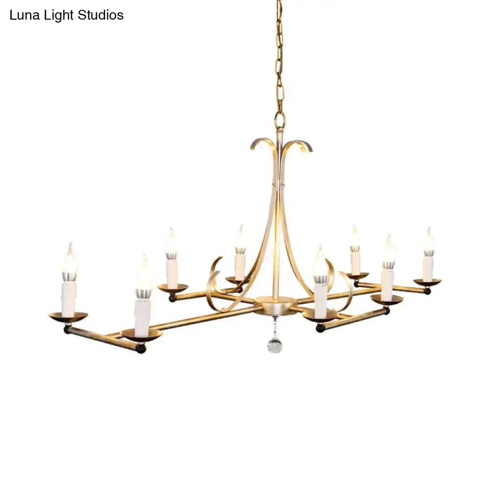 Antique brass candle chandelier with eight candle holders and crystal drop on Tampa Home & Garden Store