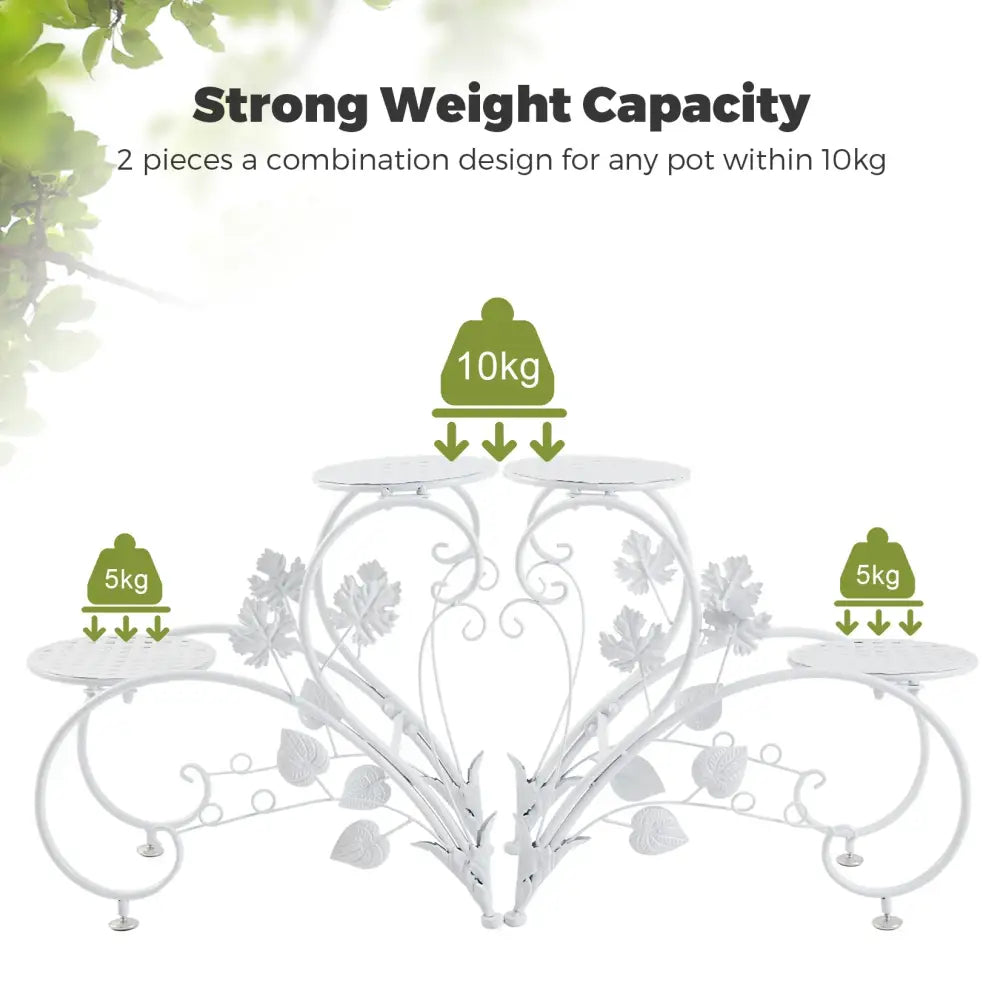 Floral white metal plant stand three tier living room flower rack