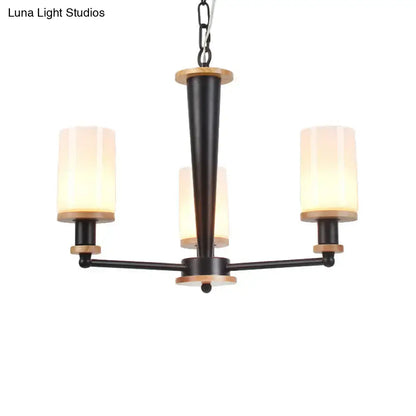 Black Wood Glass Chandelier by Decorbites with four cream glass shades on Tampa Home & Garden Store