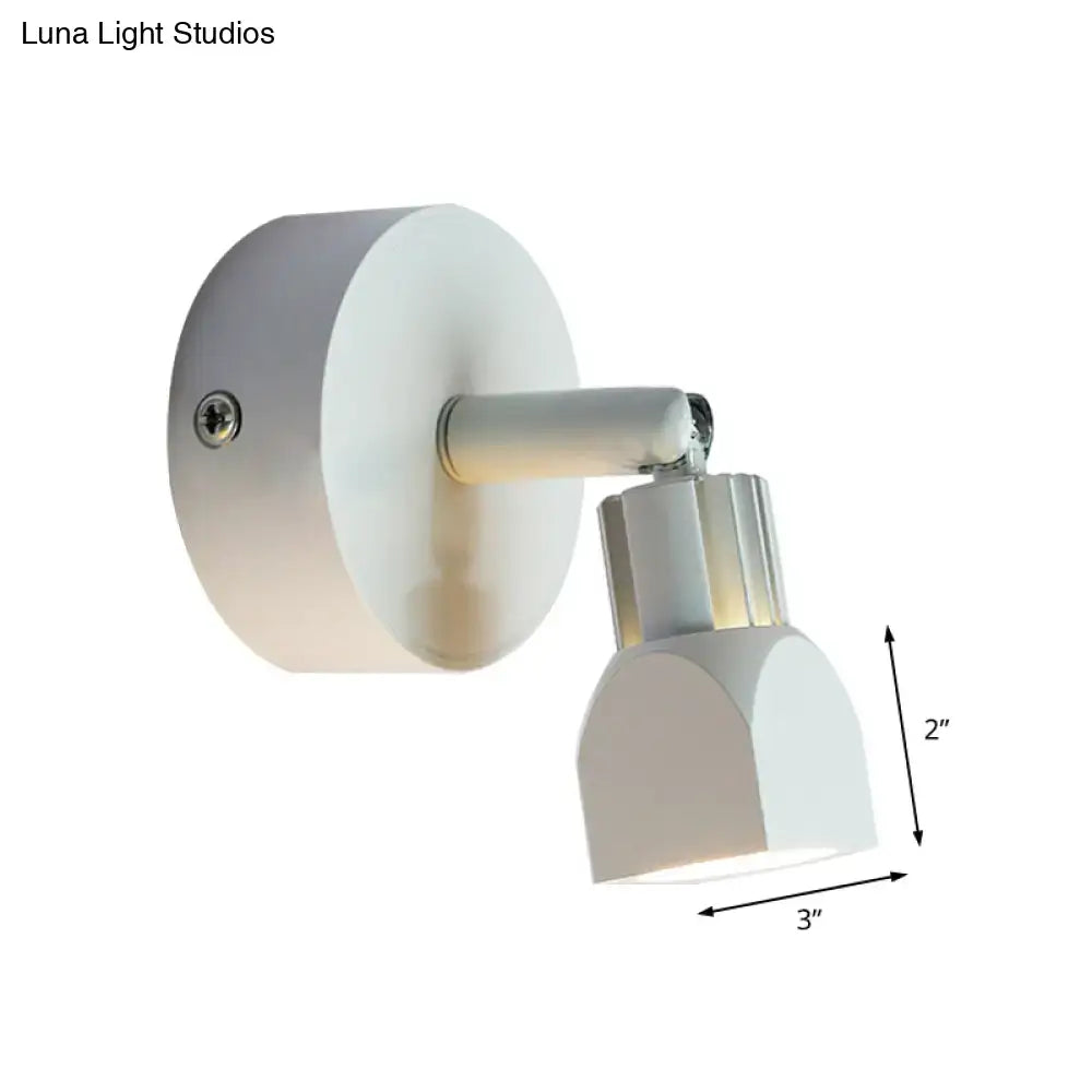 Black White Wall Lamp by Decorbites with white round backplate and curved shade 3in wide x 2in tall on Tampa Home & Garden Store