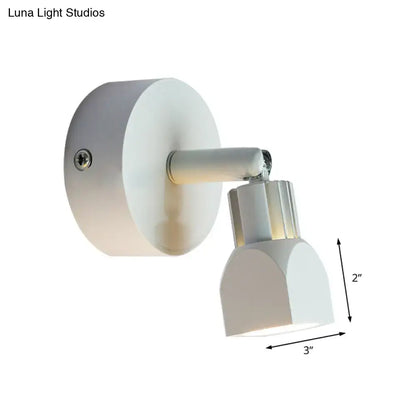 Black White Wall Lamp by Decorbites with white round backplate and curved shade 3in wide x 2in tall on Tampa Home & Garden Store