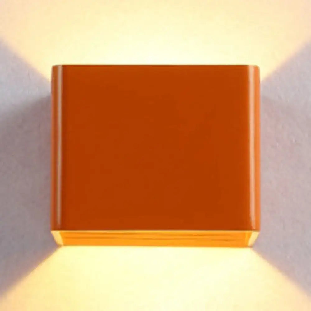 Black Cube Wall Sconce amber glass cube, warm glow by Decorbites on Tampa Home & Garden Store