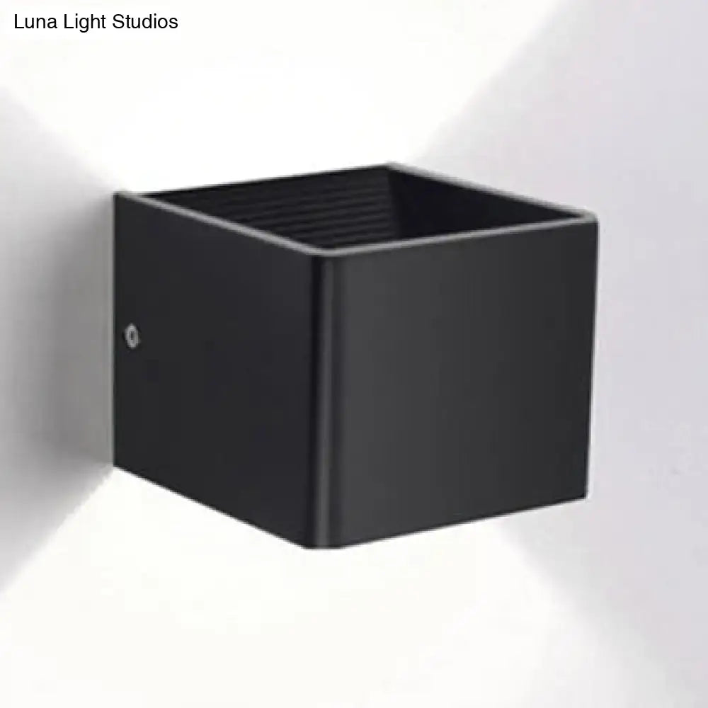Decorbites Black Cube Wall Sconce, black metal open-top cube wall light on Tampa Home & Garden Store