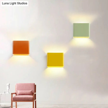 Black Cube Wall Sconce set of 3 by Decorbites; colorful orange, yellow, green cube lights on wall on Tampa Home & Garden Store