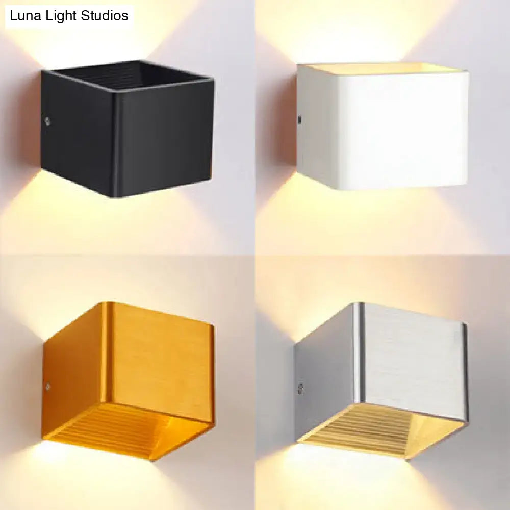 Black Cube Wall Sconce set of four finishes in black, white, amber, and brushed silver by Decorbites on Tampa Home & Garden Store