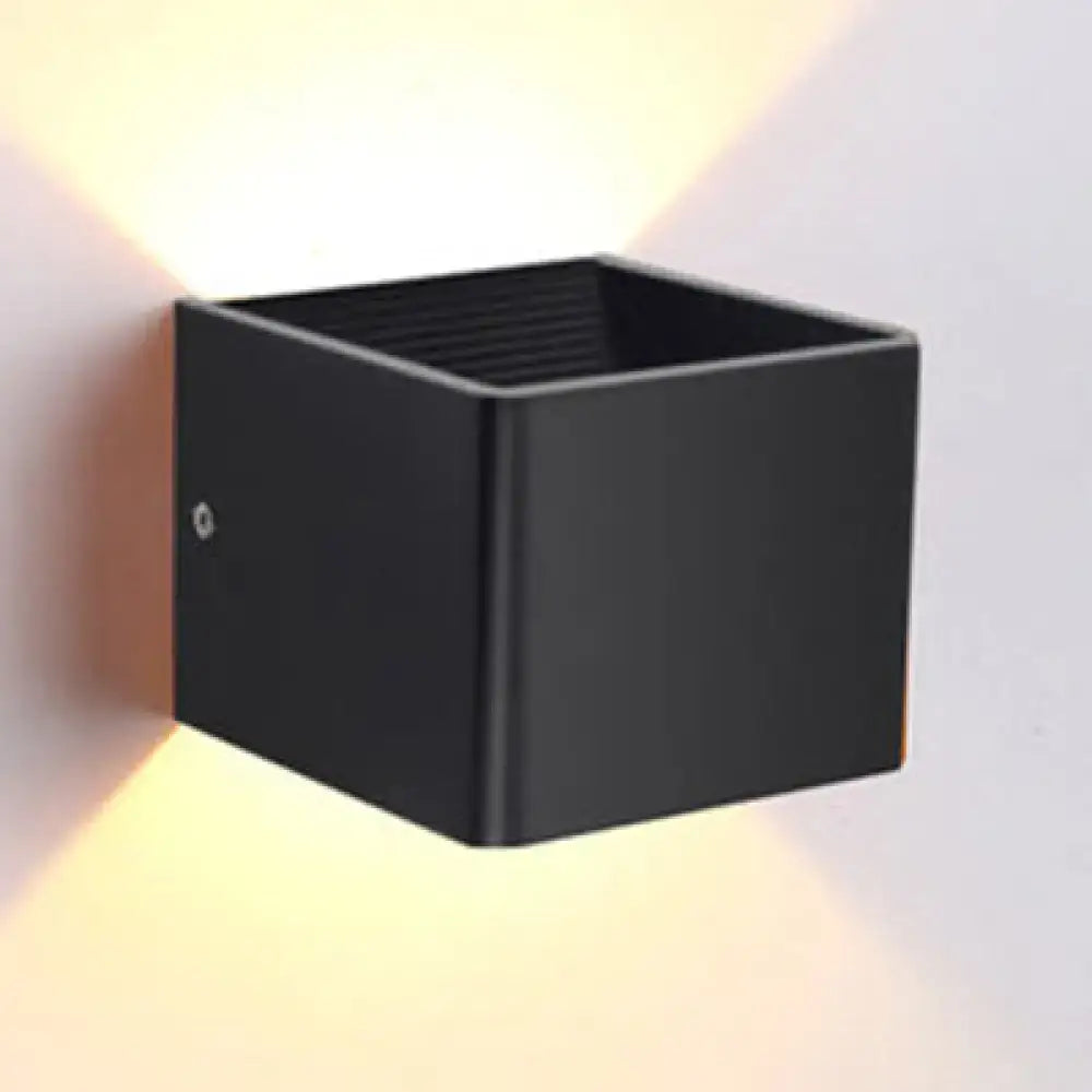 Decorbites black cube wall sconce, matte square wall light with warm glow on Tampa Home & Garden Store