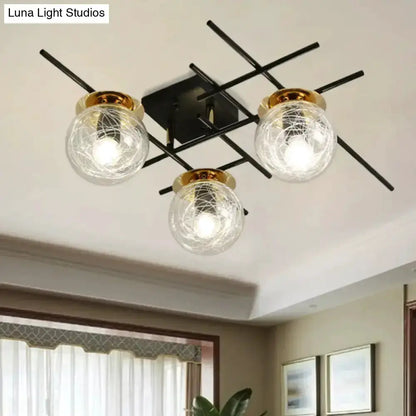 Modern Black and Smoke Gray Glass 3 Light Fixture
