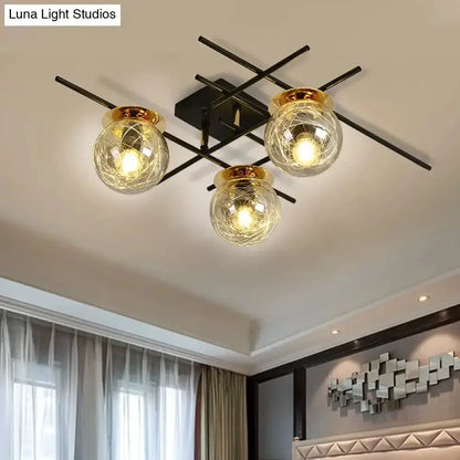 Modern Black and Smoke Gray Glass 3 Light Fixture