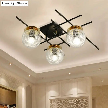 Modern Black and Smoke Gray Glass 3 Light Fixture