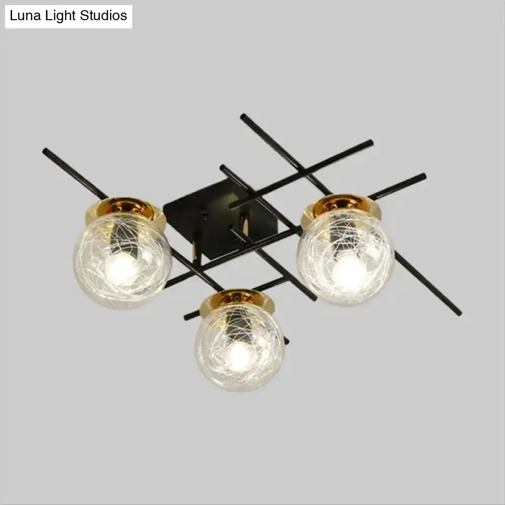 Modern Black and Smoke Gray Glass 3 Light Fixture