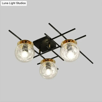 Modern Black and Smoke Gray Glass 3 Light Fixture