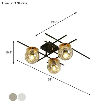 Modern Black and Smoke Gray Glass 3 Light Fixture