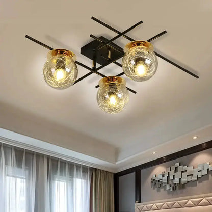 Modern Black and Smoke Gray Glass 3 Light Fixture