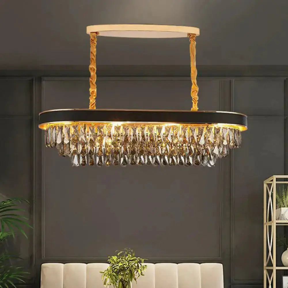 Island pendant light Decorbites in black & gold beveled crystal with hanging prisms on Tampa Home & Garden Store