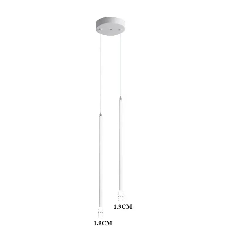 Decorbites two-light LED pendant lights with white cylindrical cords and ceiling canopy on Tampa Home & Garden Store